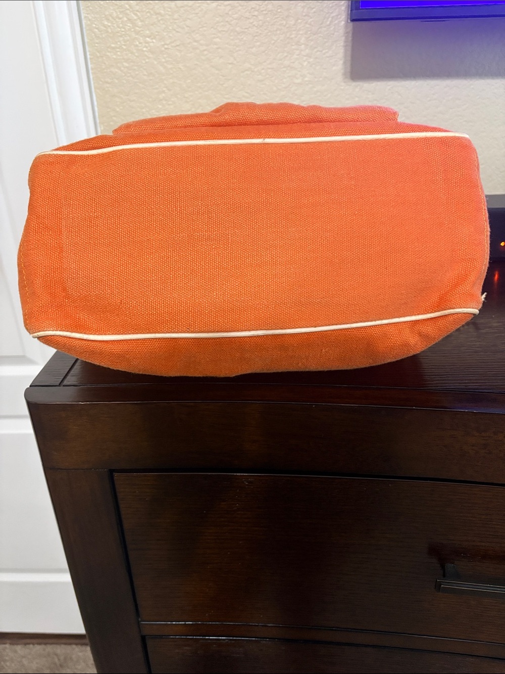Celine Boogie Canvas Satchel - Orange & Cream Leather Trim with Tassels & Charm - Picture 9 of 16